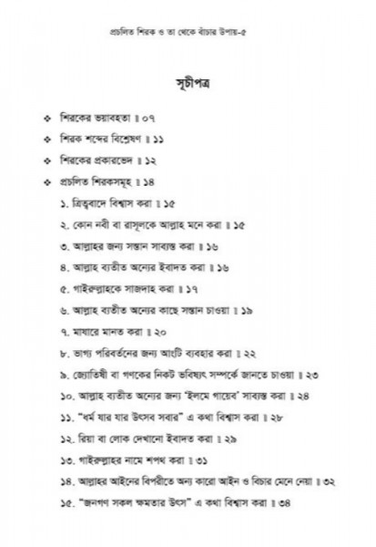 প্রচলিত শিরক ও তা থেকে বাঁচার উপায়