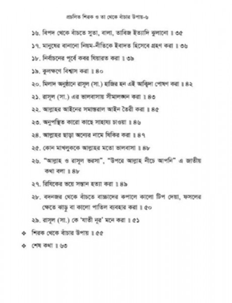 প্রচলিত শিরক ও তা থেকে বাঁচার উপায়