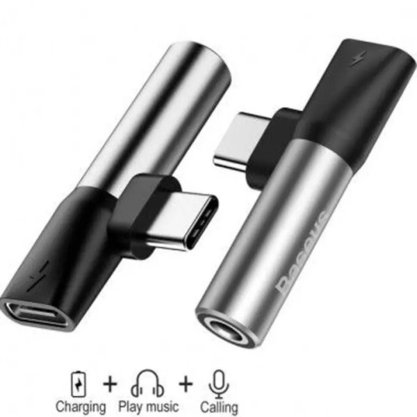 Baseus L41 Type C to C and 3.5MM Jack Audio Female Converter Mini Adapter-Black