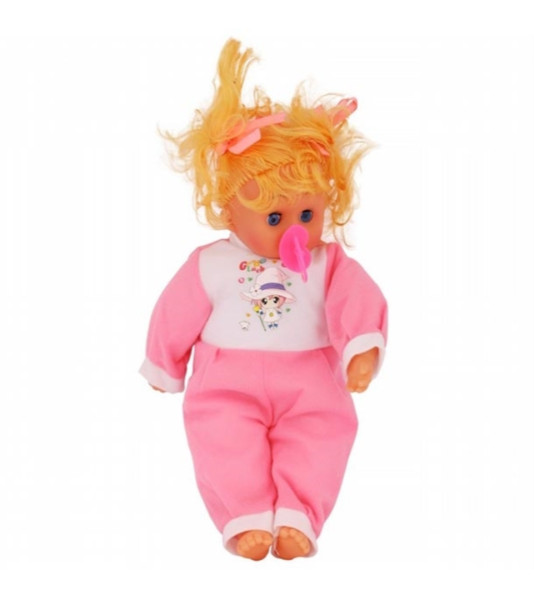 Soft Plush Little Crying Baby Barbie Doll With Beautiful Dress - Pink