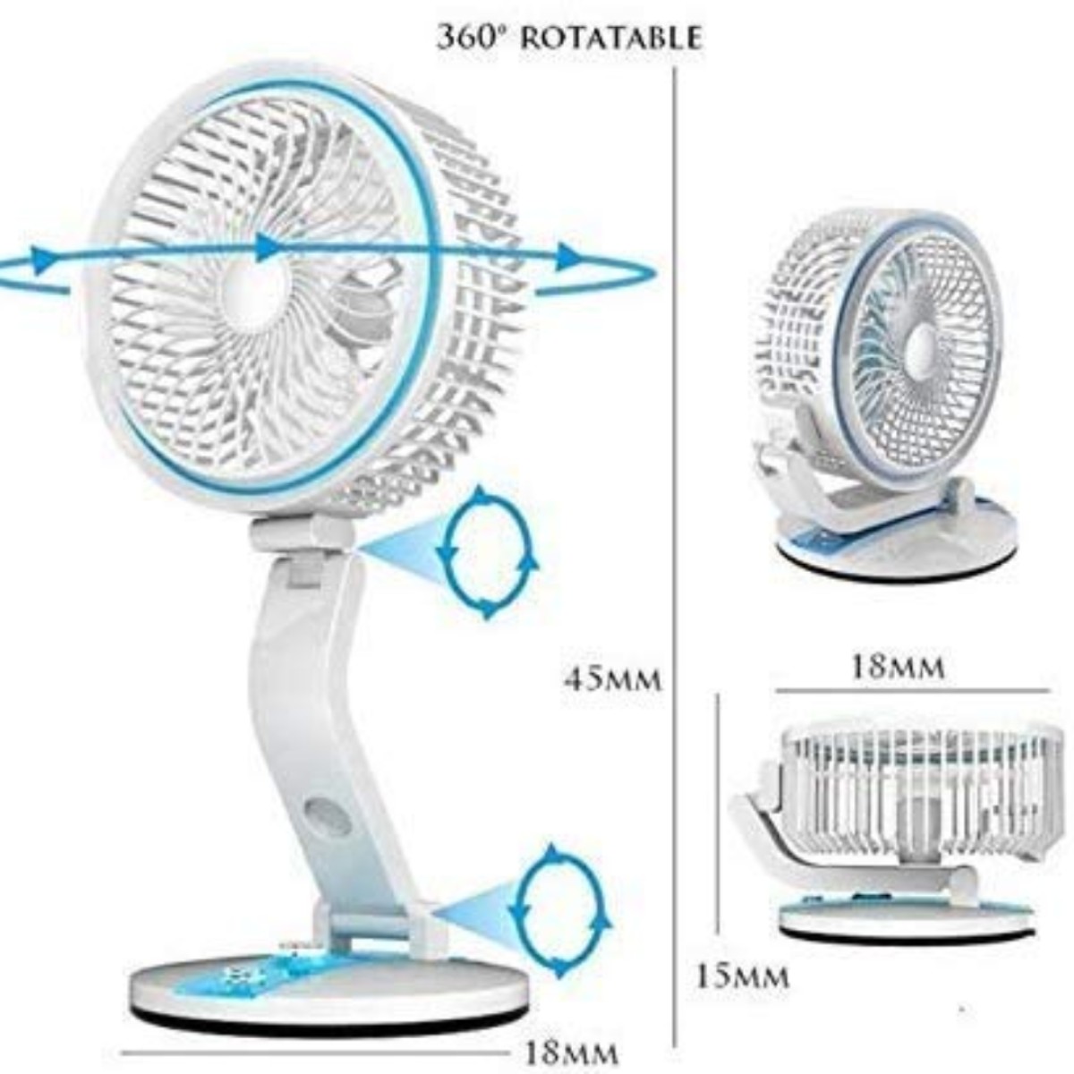 Folding Multi-function USB Charging Fan with builtin LED Light