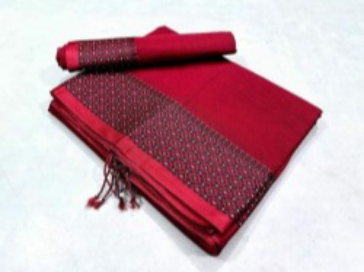 Cotton Saree (vibrant crimson red)