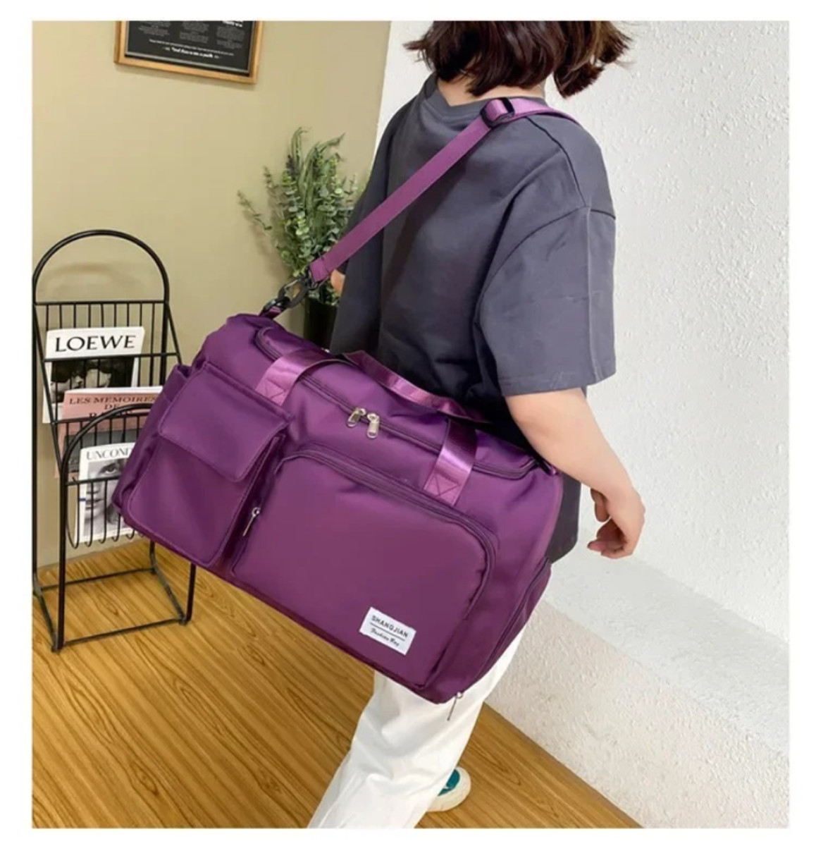 Fashionable Large Capacity Travel & Gym Bag purple