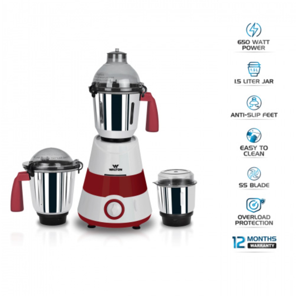 Walton 3in1 SS Heavy Duty Mixer Grinder WBL-15JM75N