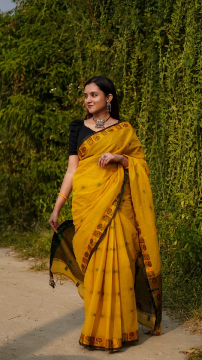Cotton Saree (Yellow)