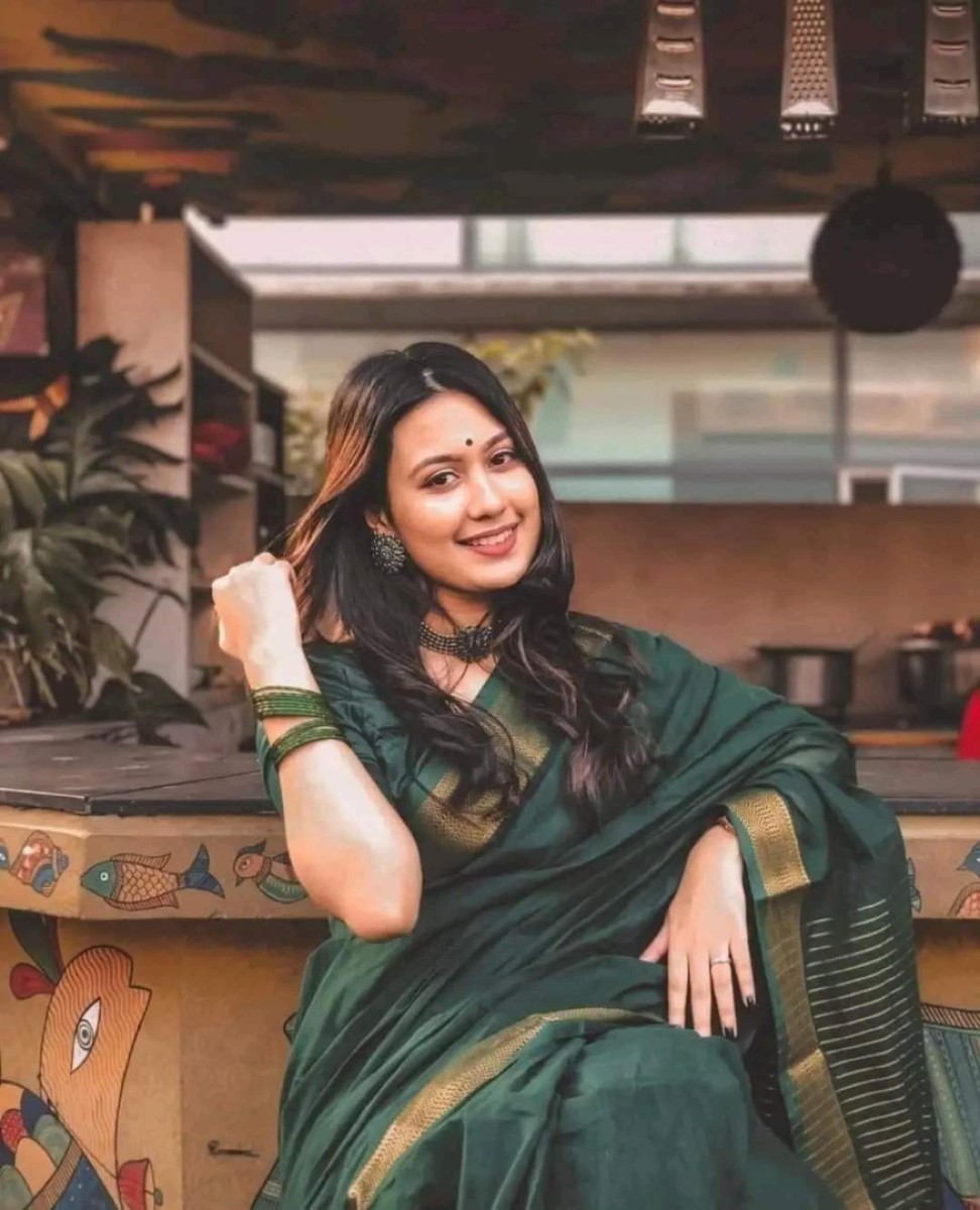 Cotton Saree (deep forest green)