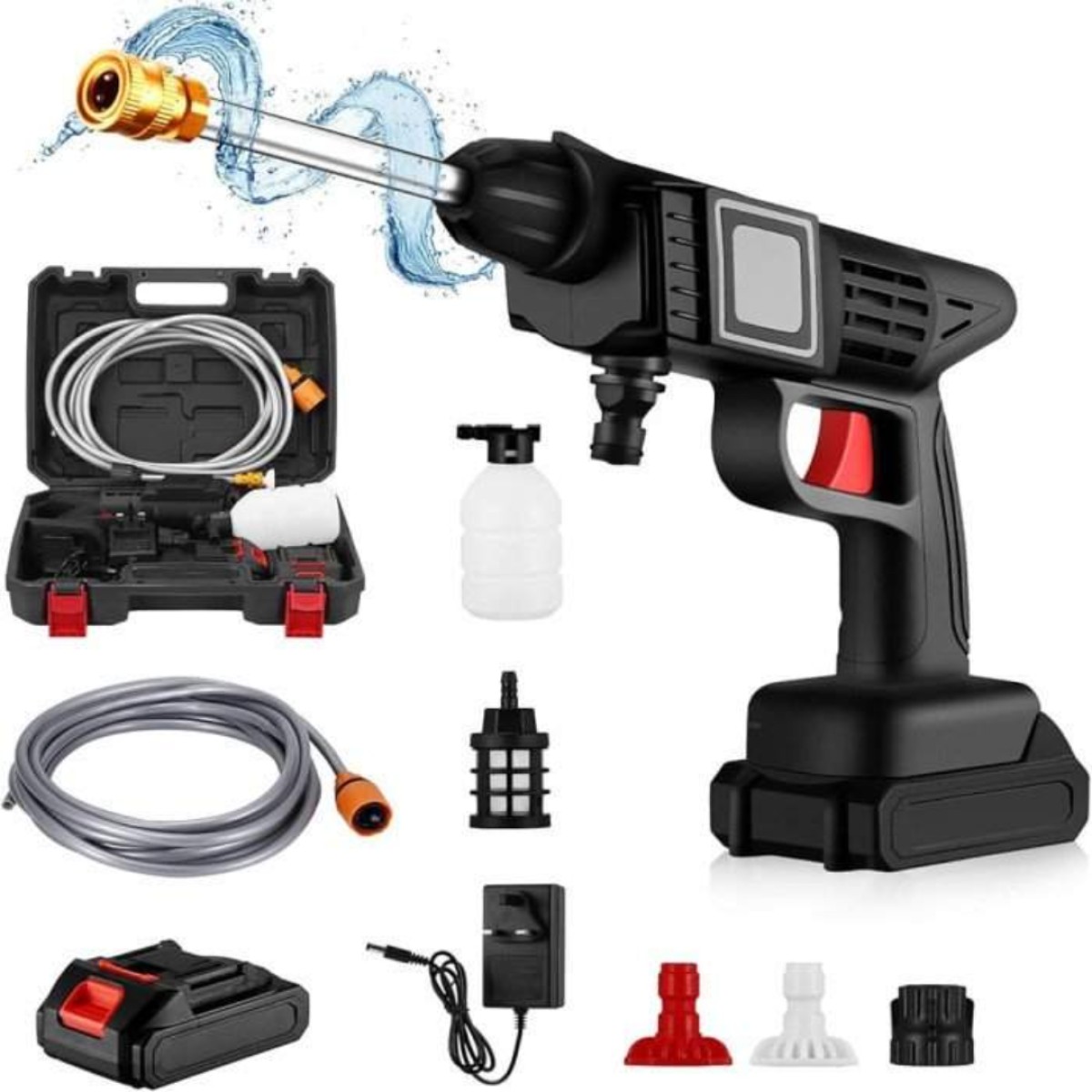 RECHARGEABLE CORDLESS HIGH PRESSURE CAR WASHER GUN