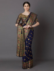 Printed Silk Saree With Blouse Piece For Women