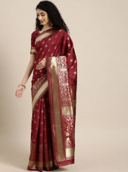 Printed Silk Saree With Blouse Piece For Women