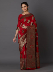 Printed Silk Saree With Blouse Piece For Women