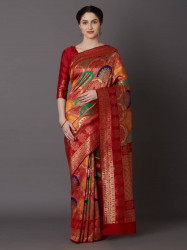 Printed Silk Saree With Blouse Piece For Women