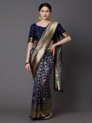 Printed Silk Saree With Blouse Piece For Women