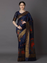 Printed Silk Saree With Blouse Piece For Women