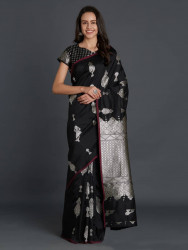 Printed Silk Saree With Blouse Piece For Women