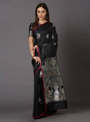 Printed Silk Saree With Blouse Piece For Women