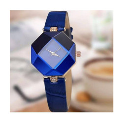 Leather Analog Wristwatch for Women - Blue
