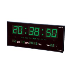 Digital JH-3615 Large Display LED Wall Clock - Black and Green
