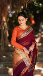 Cotton Saree (Maroon)
