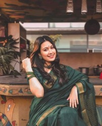 Cotton Saree (deep forest green)