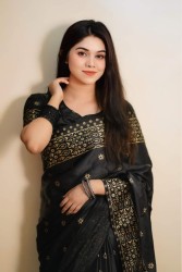 Half Silk Sharee with Blouse Piece(Black)