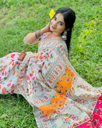 Premium Half Silk Saree(White)