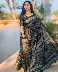 Sunmoon Silk Saree(Black)