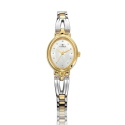 Titan Quartz Analog Silver Dial Stainless Steel Strap Watch for Women